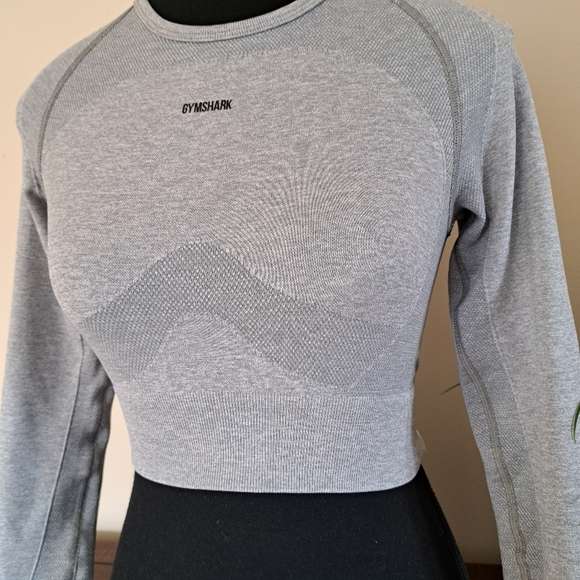 Gymshark Flex Sports Crop Top Grey Size Small Active Top Long Sleeved - Picture 3 of 16